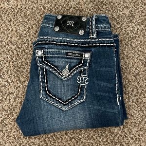 Dark denim mid rise boot cut Miss Me jeans